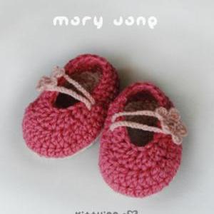 Pinky Red Mary Jane Baby Booties Cr..
