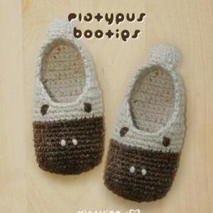 Platypus Toddler Booties Crochet Pattern (pdf),..