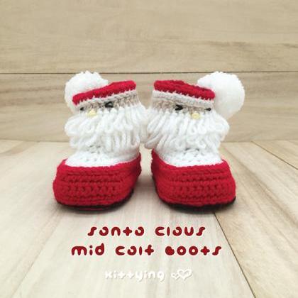 Santa Claus Mid Calf Boots Crochet ..