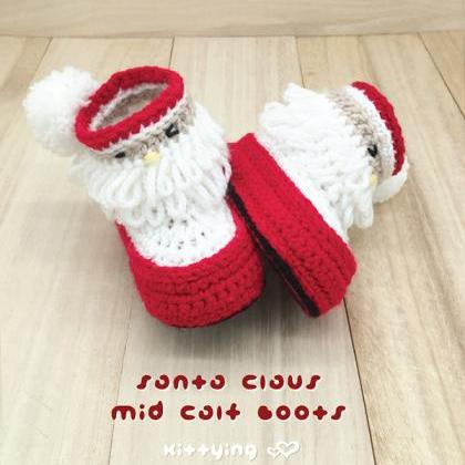 Santa Claus Mid Calf Boots Crochet ..