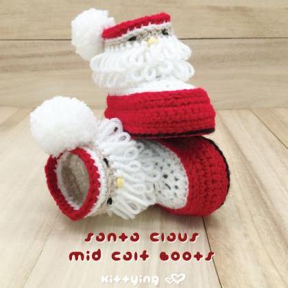 Santa Claus Baby Booties Crochet PA..