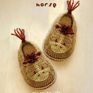 Crochet Pattern - Horse Baby Booties Horse Preemie..
