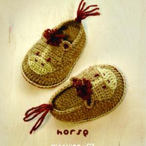 Crochet Pattern - Horse Baby Booties Horse Preemie..