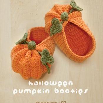 Crochet Pattern Halloween Pumpkins Baby Booties,..