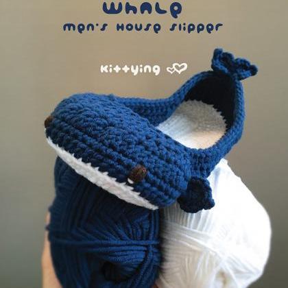 Whale Men's House Slipper Crochet..