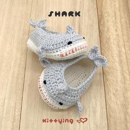 Crochet Pattern Baby Shark Booties ..