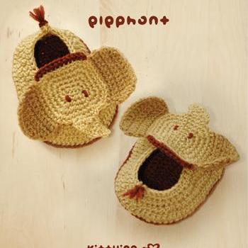 Crochet Pattern Elephant Baby Booties - Photo,..