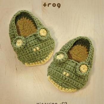 Frog Baby Booties Crochet PATTERN, ..