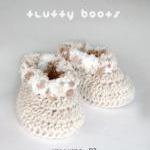 Khaki Fluffy Baby Boots Crochet Symbol Pattern..