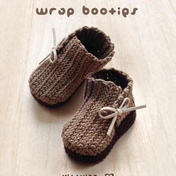 Crochet Pattern Wrap Baby Booties Preemie Boots..