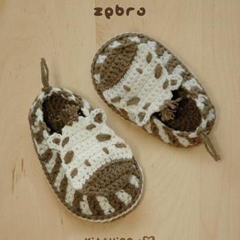 Crochet Pattern - Zebra Baby Booties, Zebra..