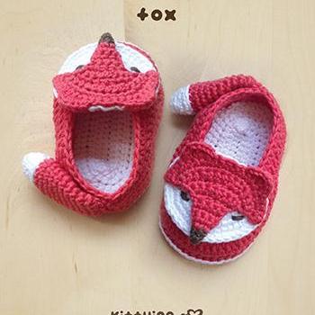 Crochet Pattern Fox Baby Booties Fox Preemie Socks..