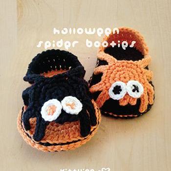 Halloween Crochet Pattern Spider Booties Spider..
