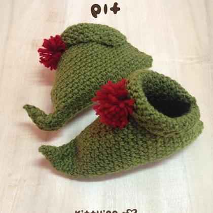 Elf Baby Booties Crochet Pattern For Christmas..