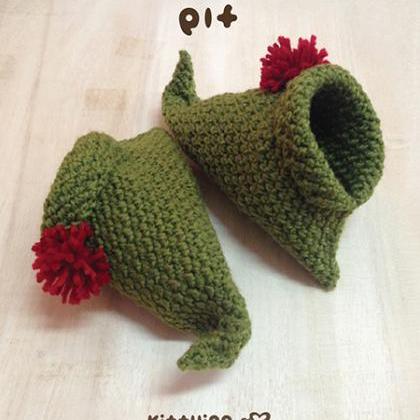 Elf Baby Booties Crochet Pattern For Christmas..
