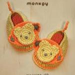 Monkey Baby Booties Crochet Pattern, Symbol..