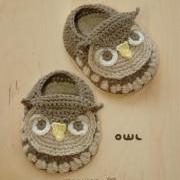 Owl Baby Booties Crochet PATTERN (pdf) by kittying