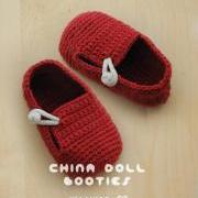 China Doll Baby Booties Crochet PATTERN, PDF - Chart & Written Pattern