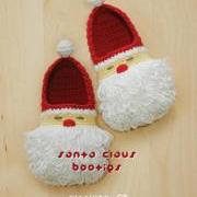 Santa Claus Toddler Booties Crochet PATTERN for Christmas Winter Holiday - Size 4 5 6 7 8 9 - Chart & Written Pattern by kittying