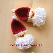 Santa Claus Baby Booties Crochet PATTERN for Christmas Holiday by Kittying
