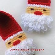 Santa Claus Children Slippers Crochet PATTERN for Christmas Winter Holiday - Size 10 11 12 13 1 2 3 4 - Chart & Written Pattern by kittying