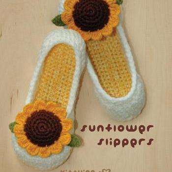 Sunflower Women's House Slipper Crochet Pattern - Women's sizes 5 - 10 - Chart & Written Pattern by kittying