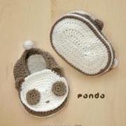 Panda Baby Booties Crochet PATTERN (pdf) by kittying