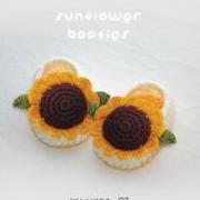 Sunflower Booties Crochet PATTERN (pdf) by kittying
