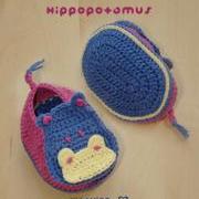 Hippopotamus Baby Booties Crochet PATTERN, SYMBOL DIAGRAM (pdf) by kittying