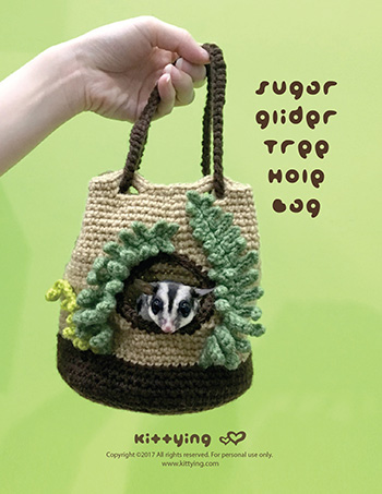 Crochet Pattern Small Animal Pouch Sugar Glider Carrier Tree Hole Pet Cage Crochet Pattern Sugar Glider Crochet Nest For Sugar Glider Tree Trunk