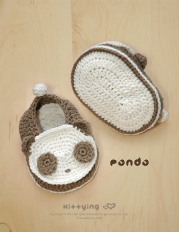 Panda Baby Booties Crochet PATTERN (pdf 