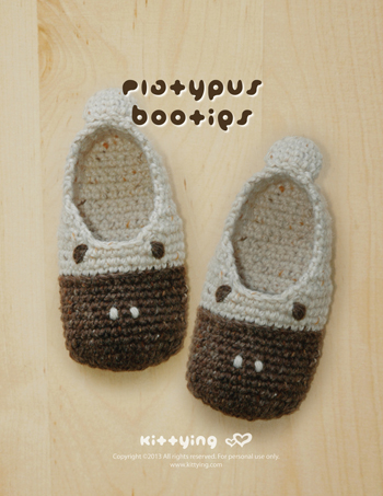 Platypus Toddler Booties Crochet Pattern (pdf), Size 4 To 9 By Kittying