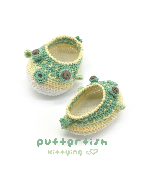 Puffer Fish Booties Crochet Pattern - Puffer Fish Crochet Baby Shoes, Slippers, Moccasins - Sea Creatures Puffer Fish Baby Booties