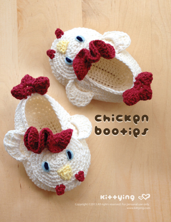 Chicken Rooster Cockerel Cock Baby Booties Crochet Pattern, Pdf - Chart & Written Pattern By Kittying