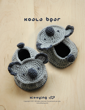 Koala Bear Baby Booties Crochet PATTERN (Pdf)