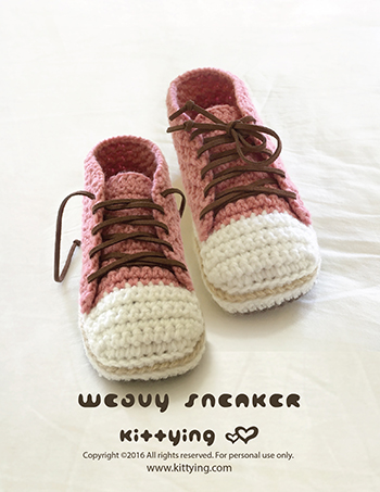 Crochet Pattern Sneakers Woman Sneaker Patterns Lady Sneakers Adult Home Slipper Female Sneaker Shoes Women Crochet Shoes Women sizes 5 6 7 8 9 10 Pink