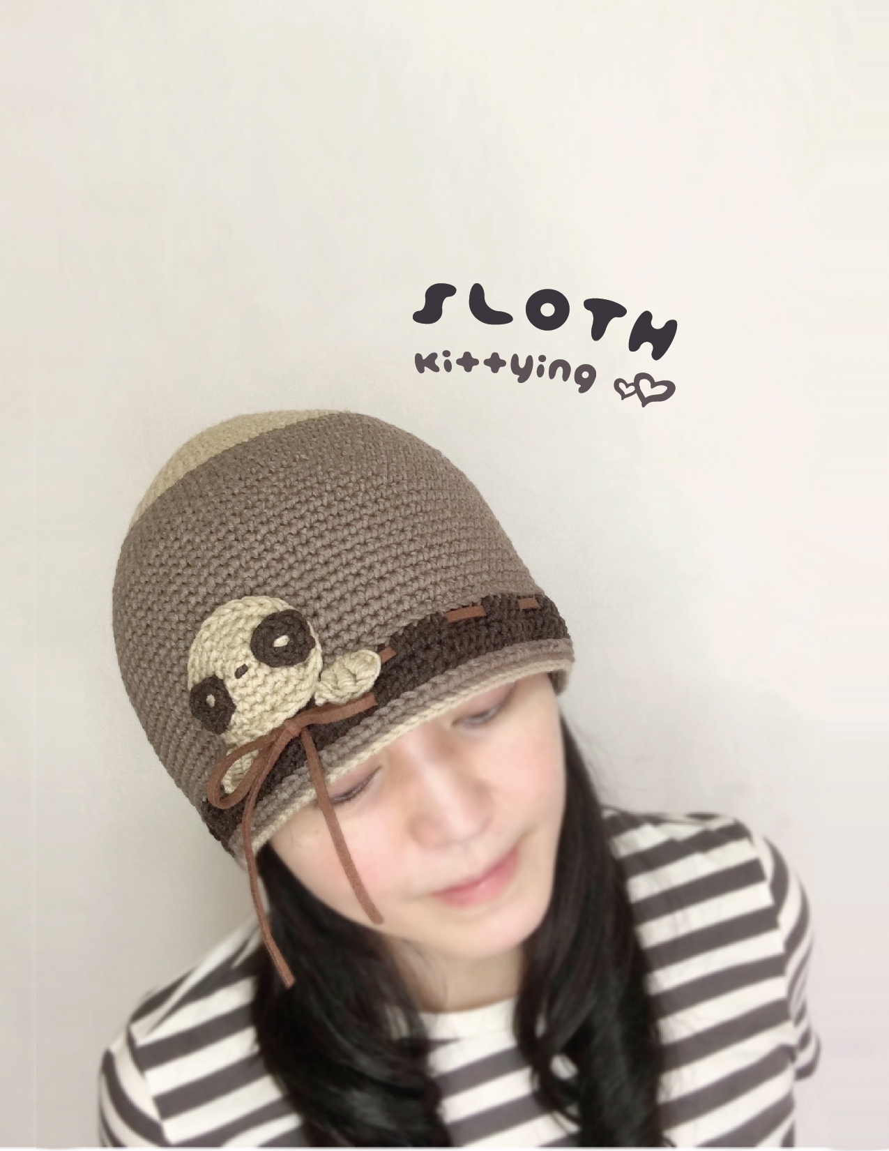 Crochet Pattern Sloth Beanie Hat - Sloth Crochet Patterns - Sloth Beanie, Sloth Hat, Sloth Toque, Sloth Headwear, Sloth Adult Crochet Pattern,