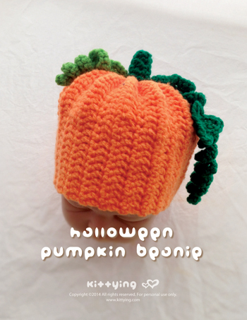 Crochet Pattern Halloween Pumpkins Beanie - Chart & Written Pattern