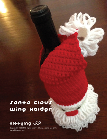 Crochet Pattern Santa Claus Wine Holder For Christmas Winter Holiday - Chart & Written Pattern