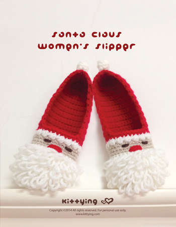 Santa Claus Women's Slipper Crochet Pattern For Christmas Holiday