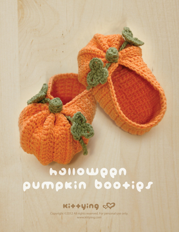 Crochet PATTERN Halloween Pumpkins Baby Booties, PDF - Chart & Written Pattern by kittying