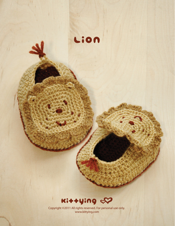 Crochet Pattern Lion Baby Booties - Photo, Chart & Written Pattern