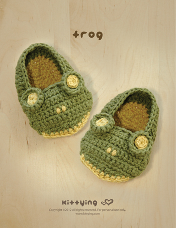 Frog Baby Booties Crochet PATTERN, SYMBOL DIAGRAM (pdf) by kittying