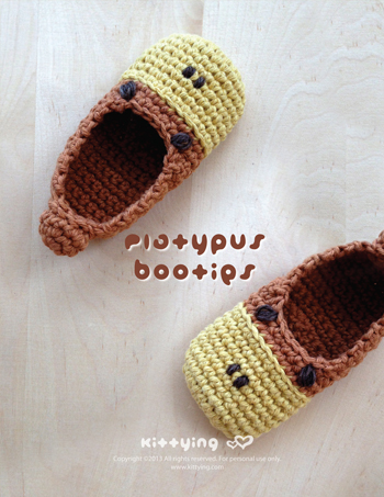 Platypus Baby Booties Crochet Pattern (pdf) By Kittying