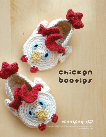 Chicken Rooster Cockerel Cock Baby Booties 2 Crochet Pattern Pdf - Chart & Written Pattern By Kittying