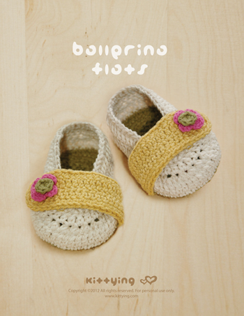 Crochet Pattern Baby Ballerina Flats - Written Pattern & Chart By Kittying (bf01-w-pat)
