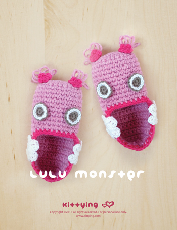 Crochet Pattern - Lulu Monster Baby Booties Preemie Socks Newborn Shoes Crochet Monster Slipper Crochet Toe Puppet Crochet Toys (ML01-P-PAT)
