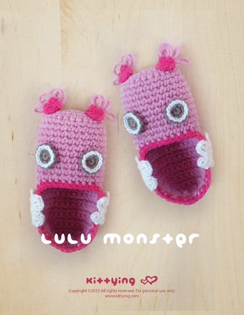 Crochet Pattern - Lulu Monster Baby Booties Preemie Socks Newborn Shoes Crochet Monster Slipper Crochet Toe Puppet Crochet Toys (ML01-P-PAT)