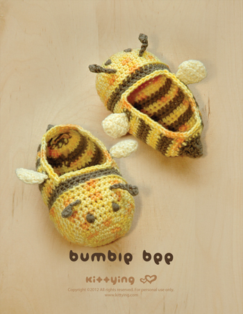 Crochet PATTERN Bumble Bee Baby Booties Crochet PATTERN, Chart & Written Pattern by kittying