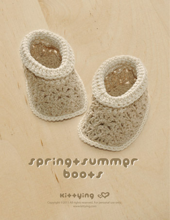 Spring Summer Khaki Boots Crochet Pattern, Symbol Diagram (pdf) By Kittying